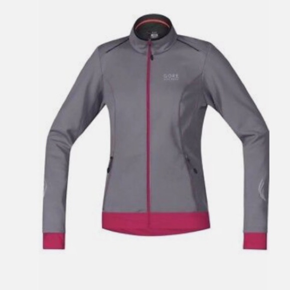 NWT GORE Bike Wear Grey and Pink Windstopper Soft Shell Jacket